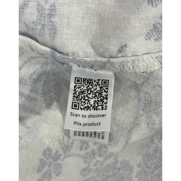 Universal Thread Blue Floral Smocked Linen Spaghetti Strap Sundress Dress Size M - Picture 4 of 7